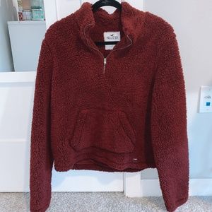 Maroon Hollister Half Zip Sherpa Pullover